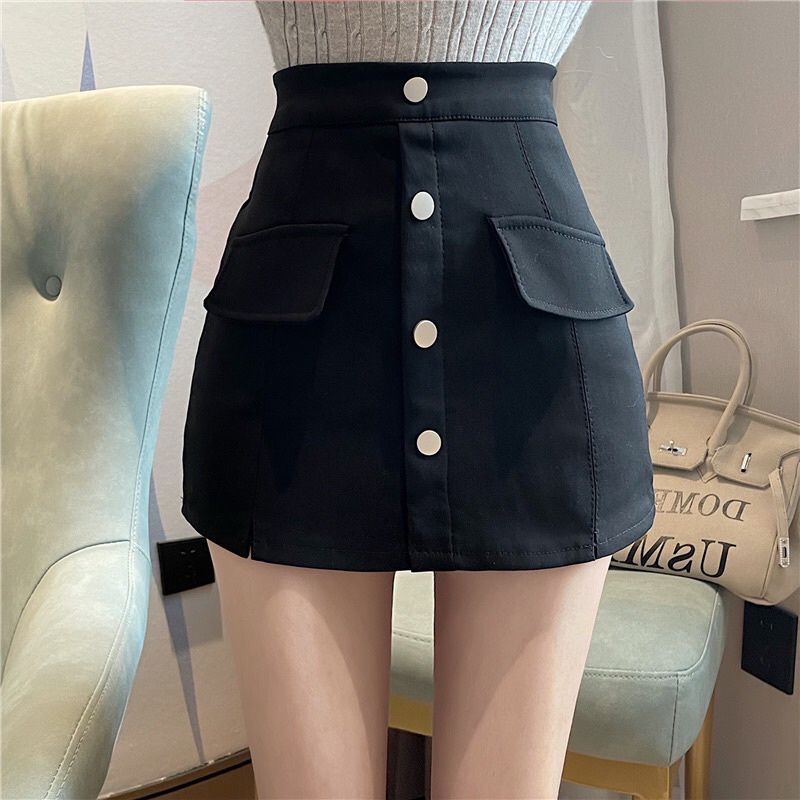 Quần váy quần short đùi nữ dáng chữ A thiết kế 4 khuy