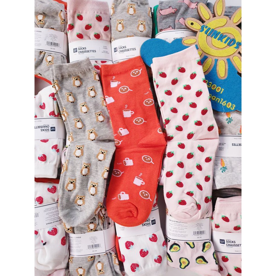 Set 3 đôi tất họa tiết cao cổ Nữ