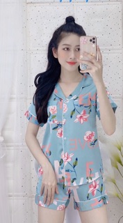 Bộ lụa satin quần đùi cao cấp