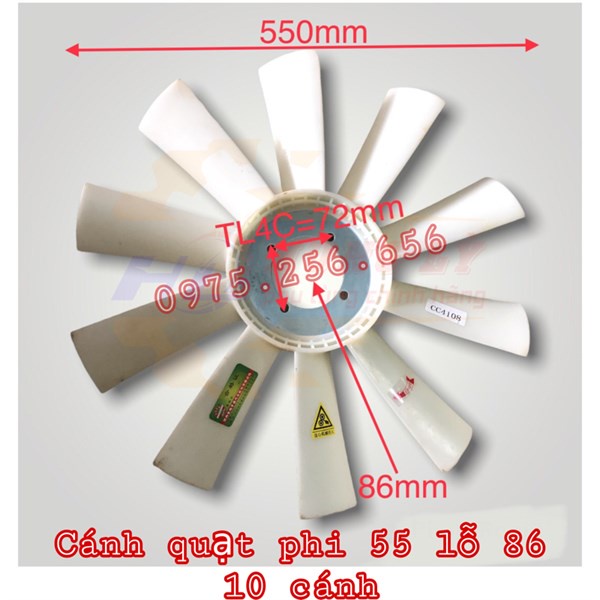 Cánh quạt phi 55 lỗ 86 10 cánh phụ tùng ô tô phụ tùng Hùng Lỳ
