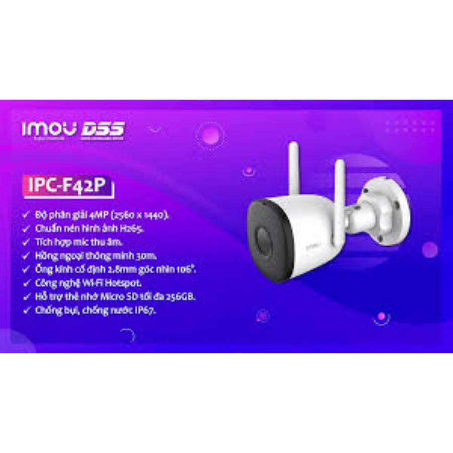 CAMERA IP WIFI Ngoài Trời IMOU F42P F42FP F42FEP 4MP, TỰ PHÁT WIFI, có mic, có màu ban đêm - HÀNG CHÍNH HÃNG DAHUA VN