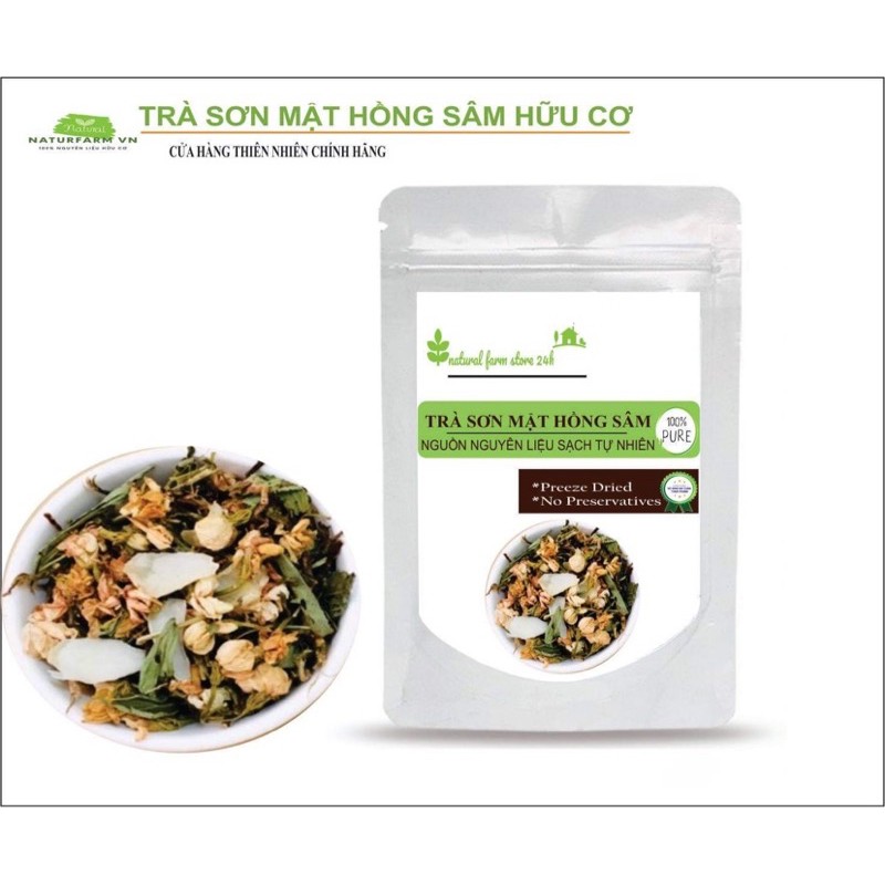 [ 100gr ] Trà sơn mật hồng sâm Organic - Giúp ngủ ngon - hạ mỡ máu - mát gan thanh nhiệt
