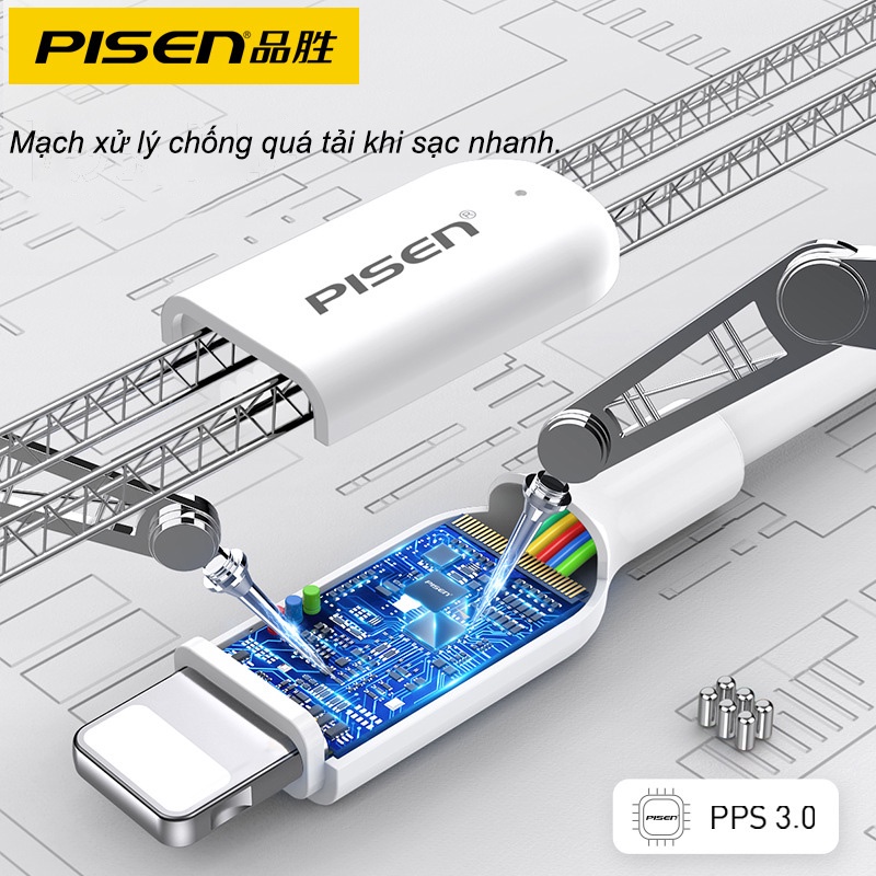 Cáp sạc Pisen USB 2.4/ PD20W Lining & Type-C