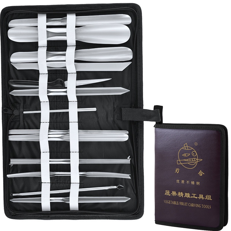 Bộ 13 Món khắc rau củ quả - bộ dao, Móc tỉa hoa quả chuyên dụng đa năng: Tỉa Thú , Rồng, Phụng...