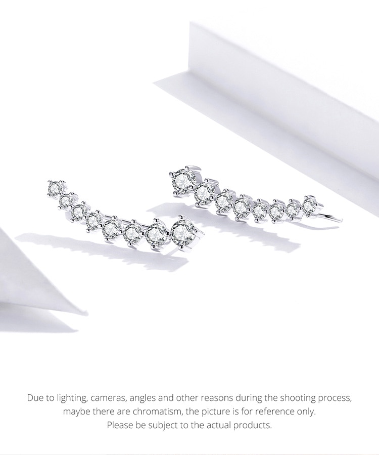 Khuyên Tai Bamoer Bạc 925 Ngôi Sao Dài Đính Đá Dự Tiệc Đám Cưới Cho Nữ