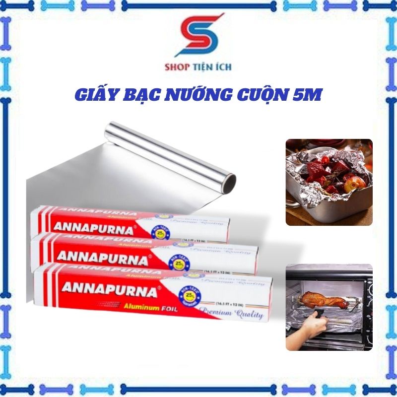 Giấy bạc nướng thức ăn, giữ nóng đồ ăn lót giấy bạc nồi chiên không dầu cuộn 5 mét