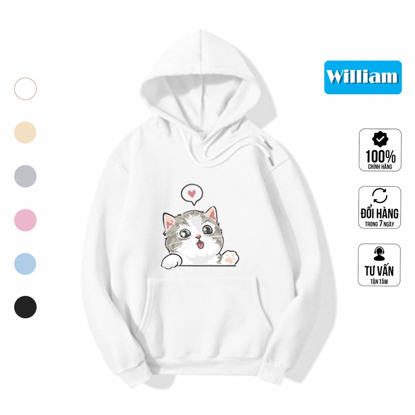 Áo hoodie nam nữ hình Mèo dễ thương chất nỉ bông dày dặn, in Pet cao cấp William - DS216