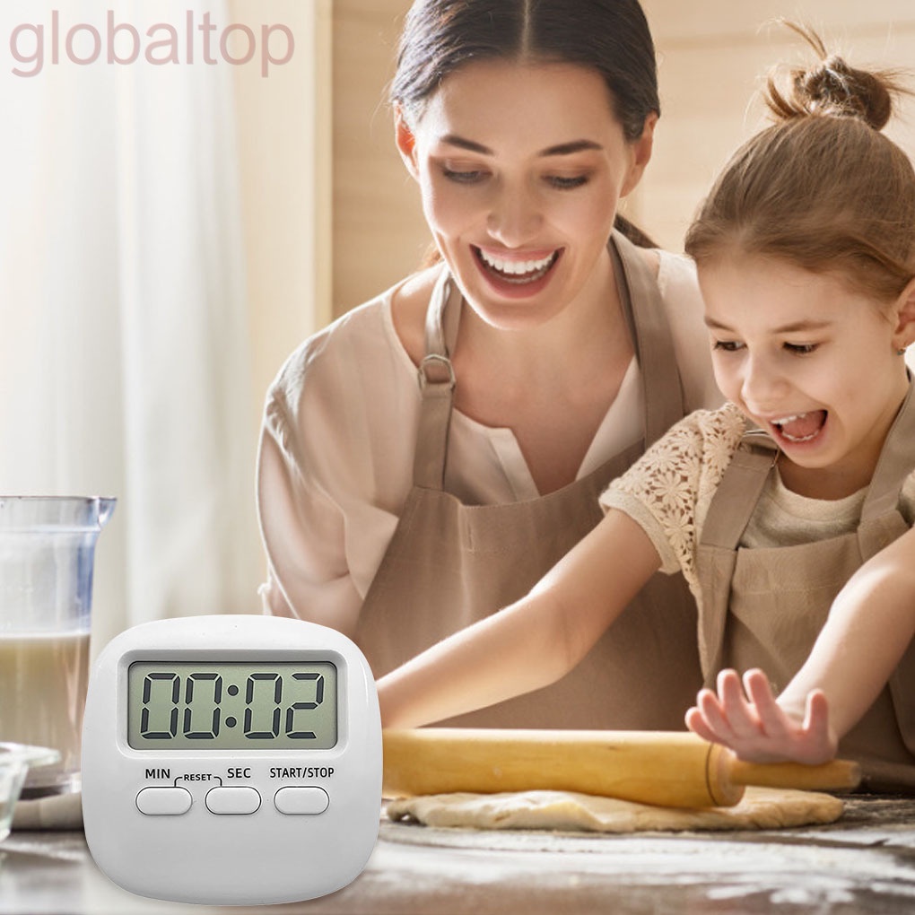 Đồng hồ hẹn giờ nấu ăn đếm ngược màn hình LCD bằng nhựa kèm giá đỡ chất lượng cao