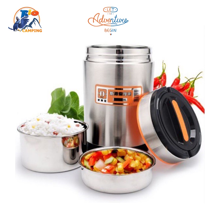Hộp Cơm Giữ nhiệt Inox 304 CaMen Cao Cấp 3 ngăn 2 Lớp Giữ Nhiệt Trên 6H