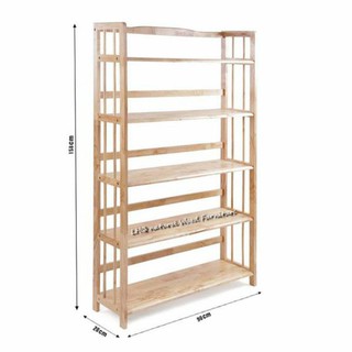 Kệ Gỗ Giá Sách Đa Năng 90cm 5 Tầng Bằng Gỗ Cao Su Tự Nhiên( Hàng Xuất Khẩu)