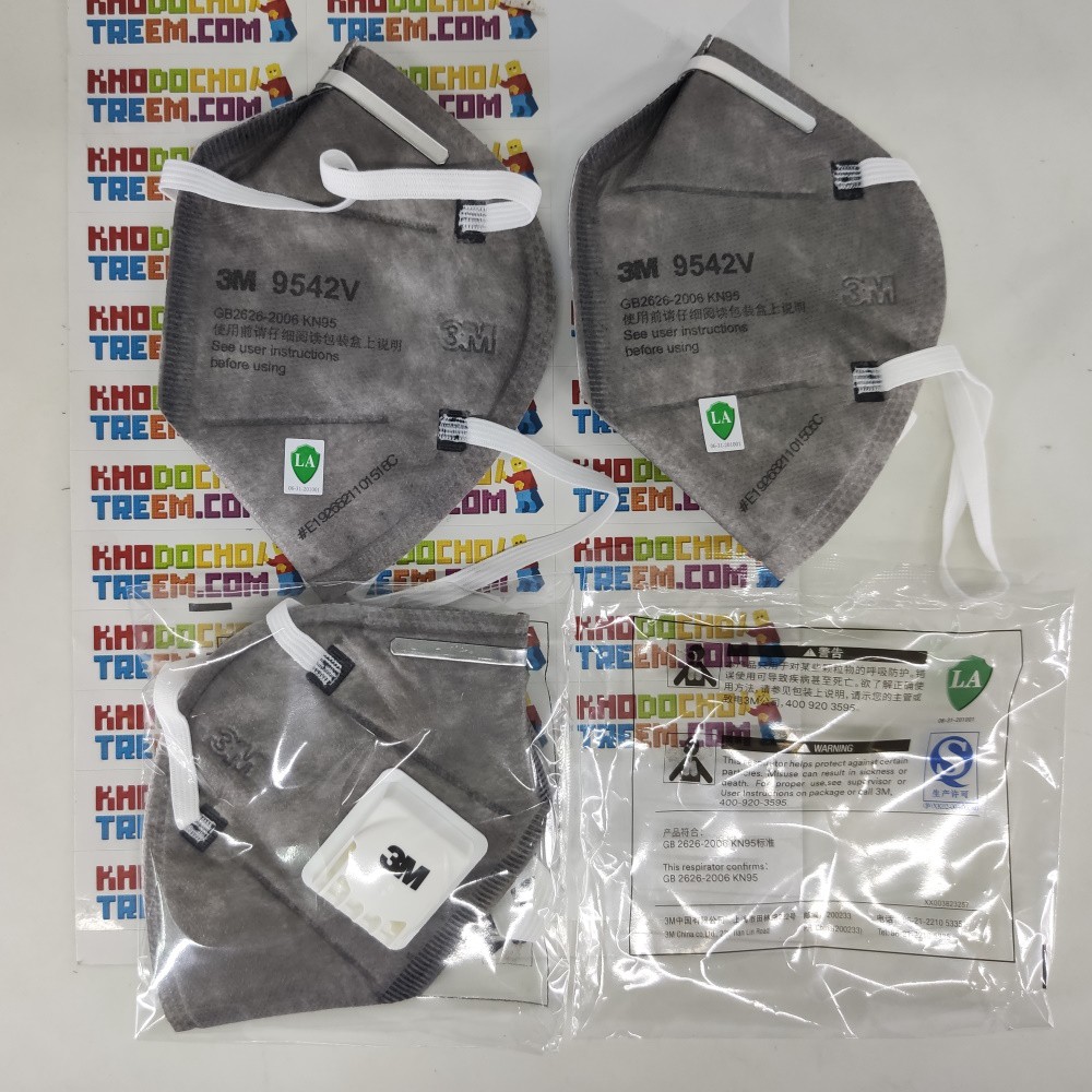 Khẩu trang 3M 9542V KN95 lọc 95% bụi mịn hơi độc màng than hoạt tính van thở chun vải chính hãng đeo đầu hơn 3M 9042V | BigBuy360 - bigbuy360.vn