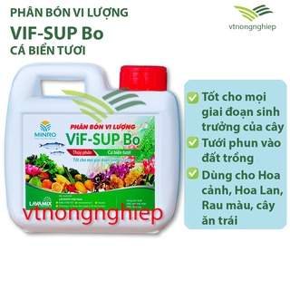 Phân bón vi lượng Minro, Cá biển tươi, ViF -SUB Bo, can 1 lit, tốt cho mọi giai đoạn sinh trưởng của rau, hoa,cây trồng.