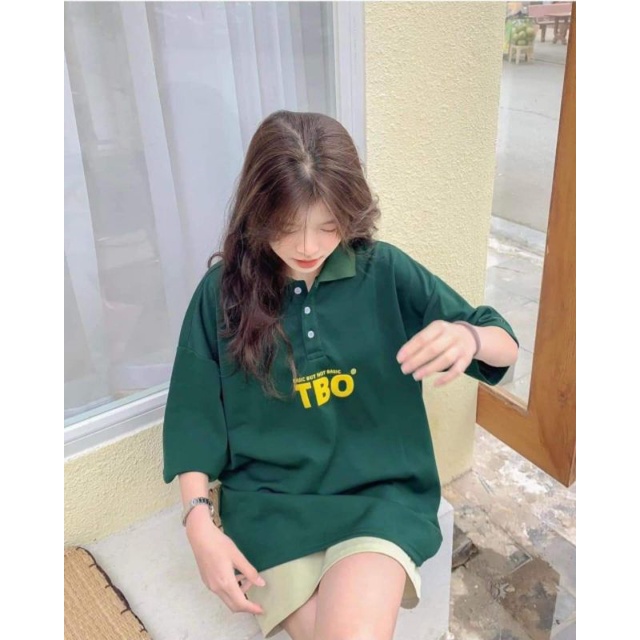 Áo thun POLO nam nữ tay lỡ có cổ form rộng freesize unisex in chữ TBO