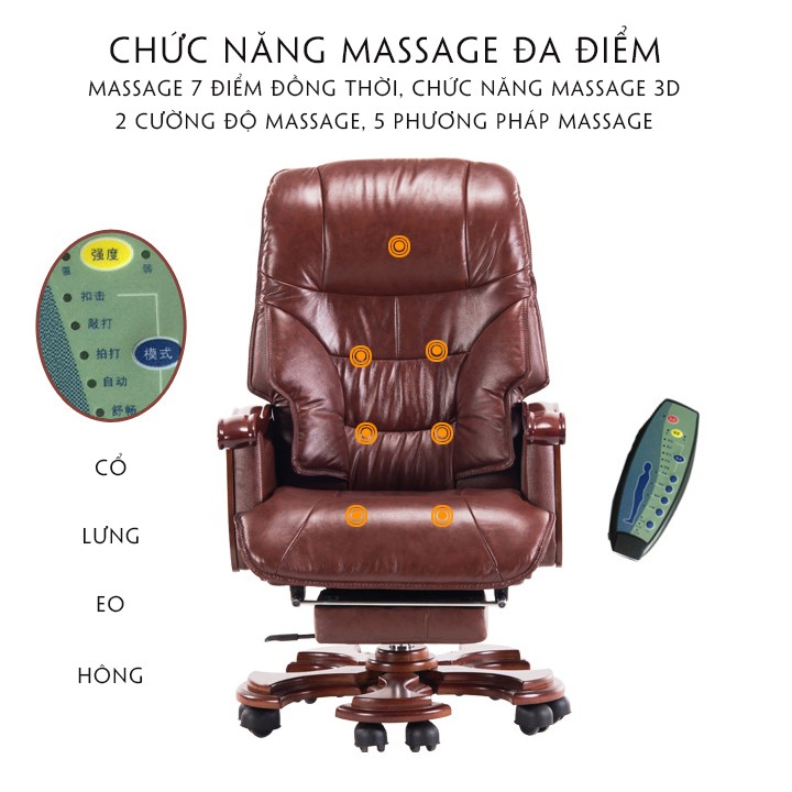 Ghế chủ tịch có massage Ghế giám đốc Ghế văn phòng - Hàng đẹp, chất lượng , da cao cấp  -T287