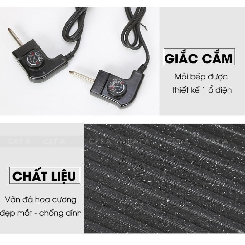 [BH 1 Năm] Bếp lẩu nướng cao cấp 2in1 cho 10 đến 15 người ăn - Chống dính  - Thiết kế tiện dụng, tiết kiệm điện năng !