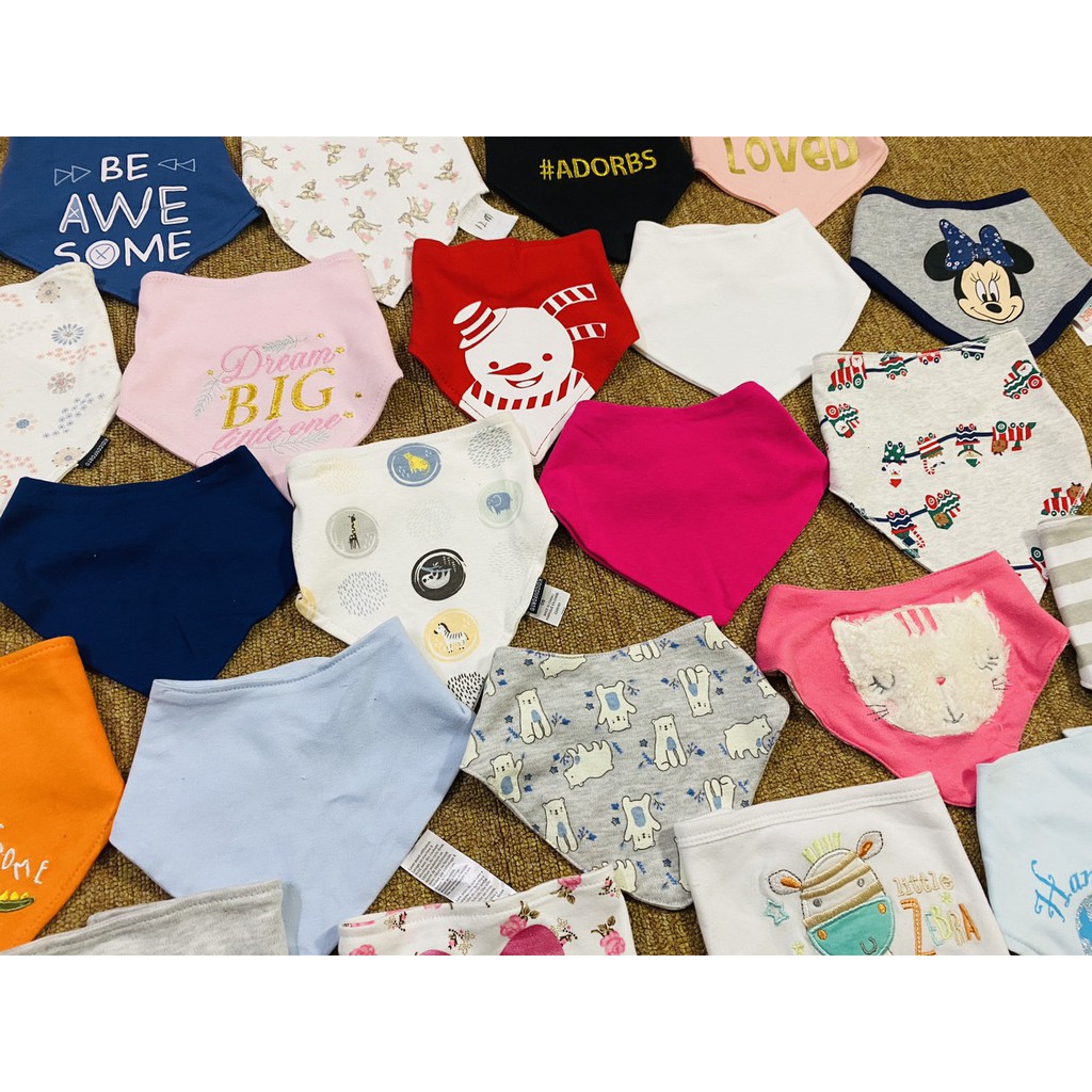 Set 5 yếm cotton tam giác cho bé trai và bé gái
