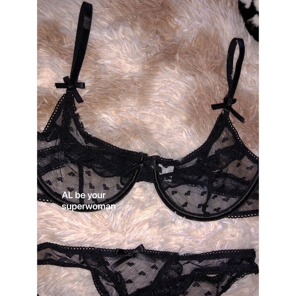 Đồ lót sexy 2 mảnh chấm bi trái tim có gọng | BigBuy360 - bigbuy360.vn