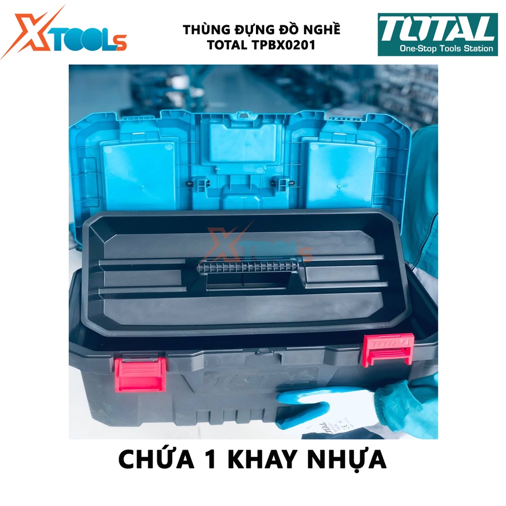 Thùng đựng đồ nghề TOTAL TPBX0201 | thùng đựng đồ nghề khóa nhựa tải trọng 20KG kích thước:508mm(20&quot;)*296mm(11.7&quot;)*261mm