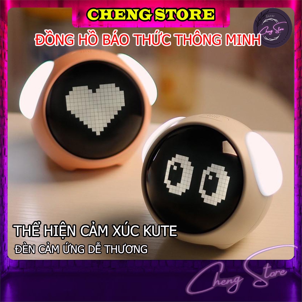 ĐỒNG HỒ BÁO THỨC, ĐỒNG HỒ ĐỂ BÀN EMOJI KIÊM ĐÈN NGỦ CẢM BIẾN ÂM THANH ALARM CLOCK HIỂN THỊ CẢM XÚC EMOJI