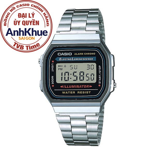 Đồng hồ unisex dây kim loại Casio chính hãng Anh Khuê A168WA-1WDF (36mm)