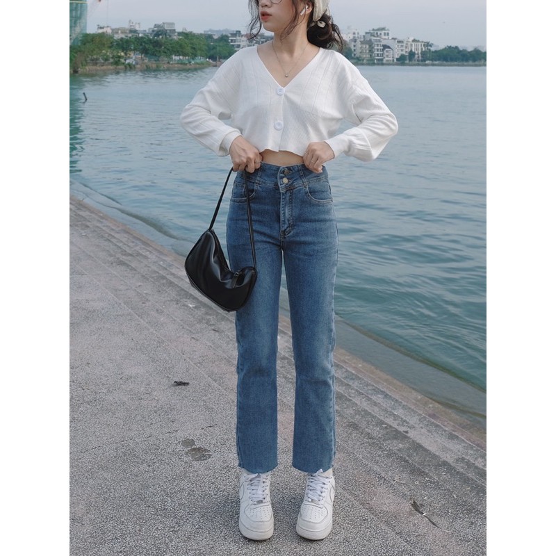 Quần Jeans ống Đứng Co Giãn 2 cúc | BigBuy360 - bigbuy360.vn