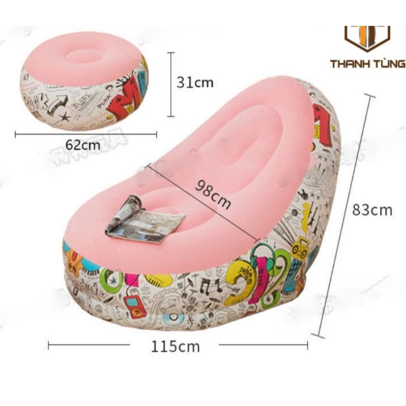 HỎA TỐC >> SALE Ghế hơi tựa lưng đa năng cao cấp kèm đệm chân