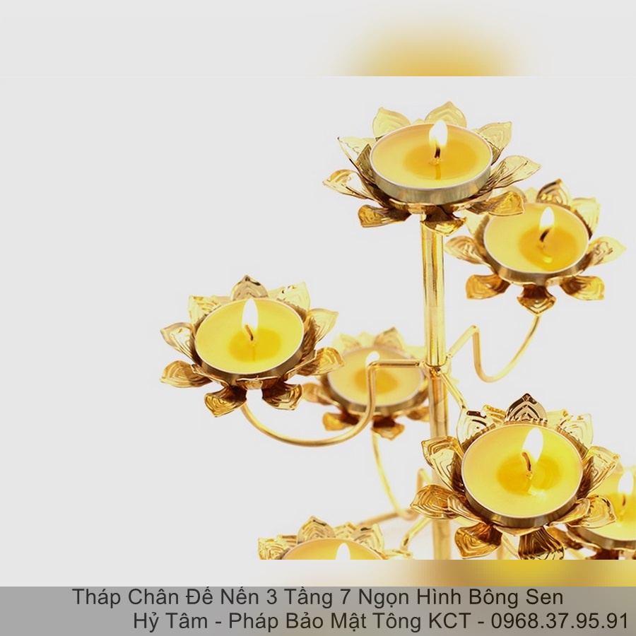 |Chuẩn Đẹp| Tháp Chân Đế Nến 3 Tầng 7 Ngọn Hình Bông Sen Vững Chắc