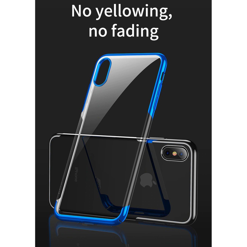 Ốp lưng cứng trong suốt viền si màu Baseus Glitter cho iPhone PRO MAX/XR/XS MAX