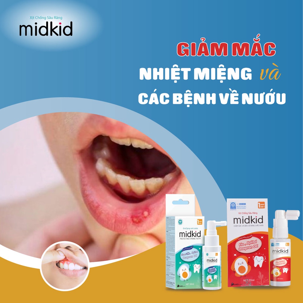 Xịt chống sâu răng Midkid cho bé giảm ố vàng, phòng sâu răng, mủn răng chai 30ml