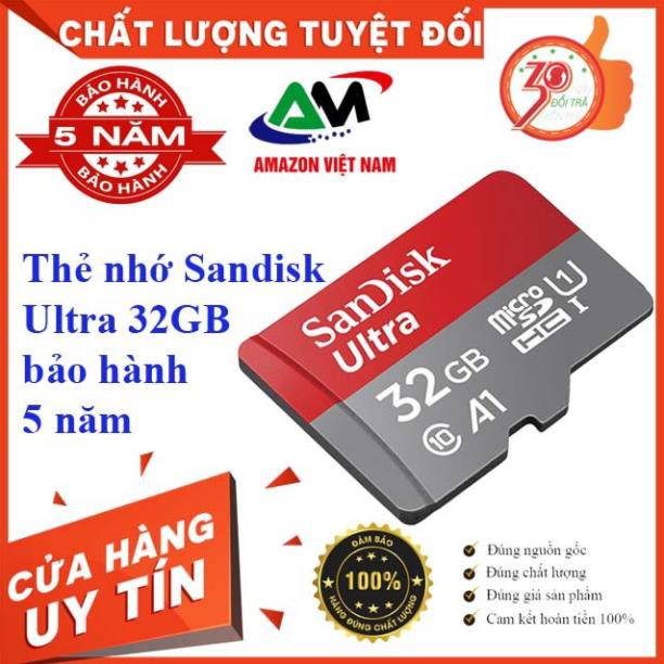 [xả kho tết] Thẻ nhớ SanDisk 32G microSDHC Ultra A1 32GB upto 98MB/s kèm Adapter Bảo hành 5 năm