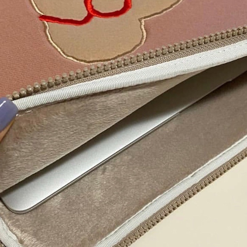 Ielgy Túi Xách Đựng Máy Tính Xách Tay Hình Gấu Đeo Mắt Kính 11 inch Phong Cách Hàn Quốc Cho Nữ