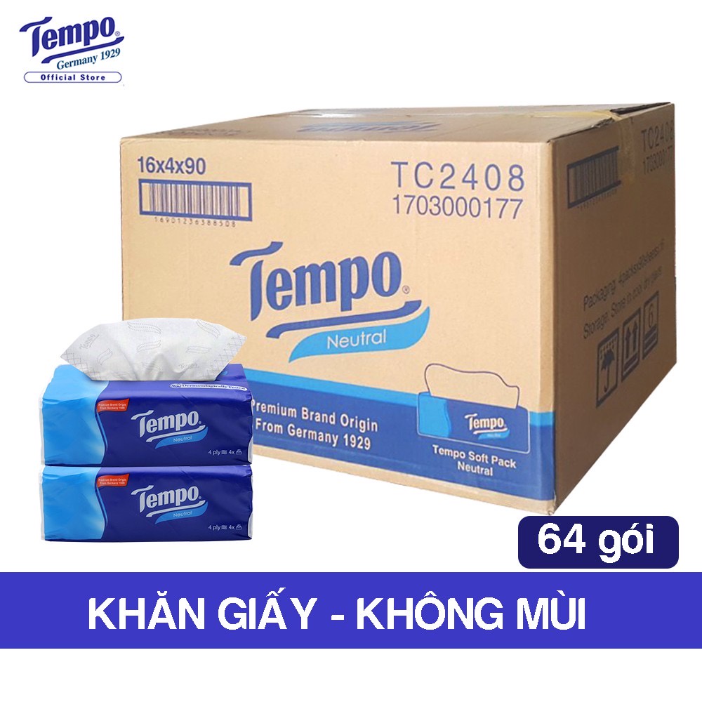 Thùng Khăn Giấy Rút Tempo 4 Lớp- Thùng 64 Gói