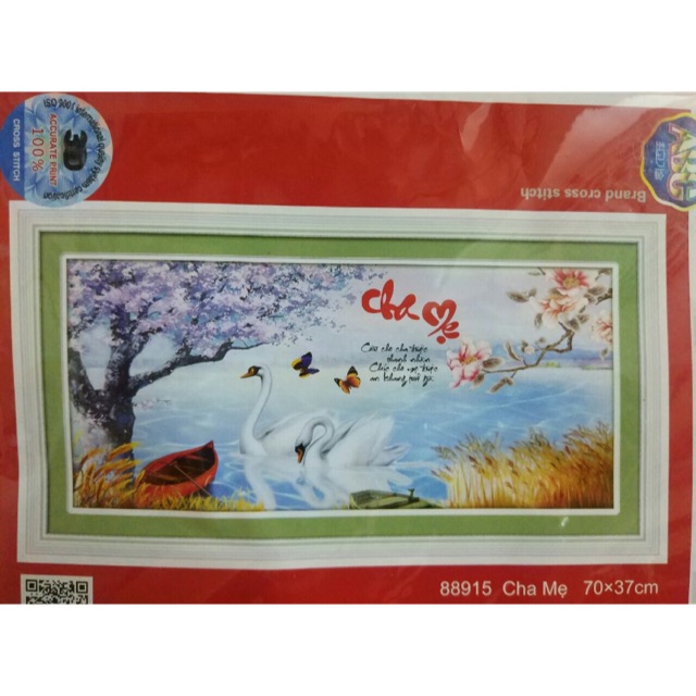 Tranh thêu chữ thập CHA MẸ 88915,70x39cm chưa thêu