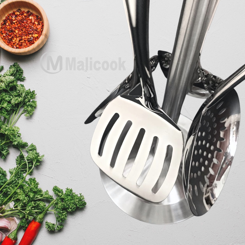 Bộ Muôi canh và Xẻng chiên xào Inox Cao Cấp Malicook [XẢ KHO, FREESHIP]