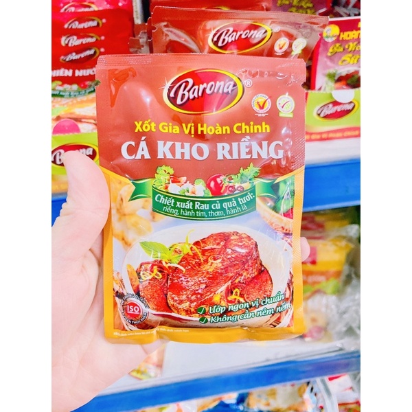 XỐT GIA VỊ HOÀN CHỈNH BARONA Bò kho, Cánh gà chiên mắm, Sườn xào chua ngọt, Cà ri, Cá kho riềng, Thịt/cá kho 80G