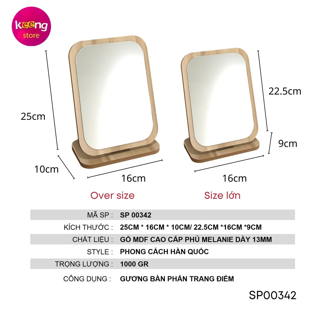 Gương Để Bàn Trang Điểm Gỗ Cao Cấp MDF Dày Dạn Hàng XK KEENGSTORE GDBGGCC01