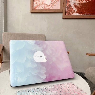 Ốp Mácbook hình Lông Vũ Xanh Hồng ( tặng phủ phím ngẫu nhiên + nút chống bụi )