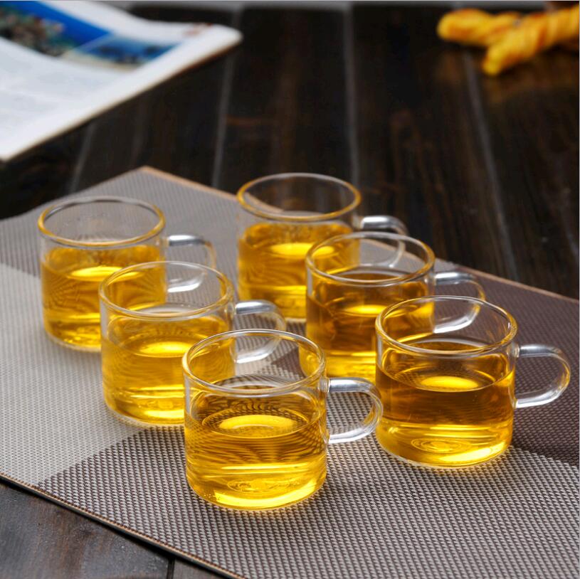 100ML Cốc thủy tinh trong suốt Kung fu Trung Quốc Tách trà Du lịch ngoài trời có tay cầm Bộ tách trà chống đóng cặn Bộ tách trà chống bỏng