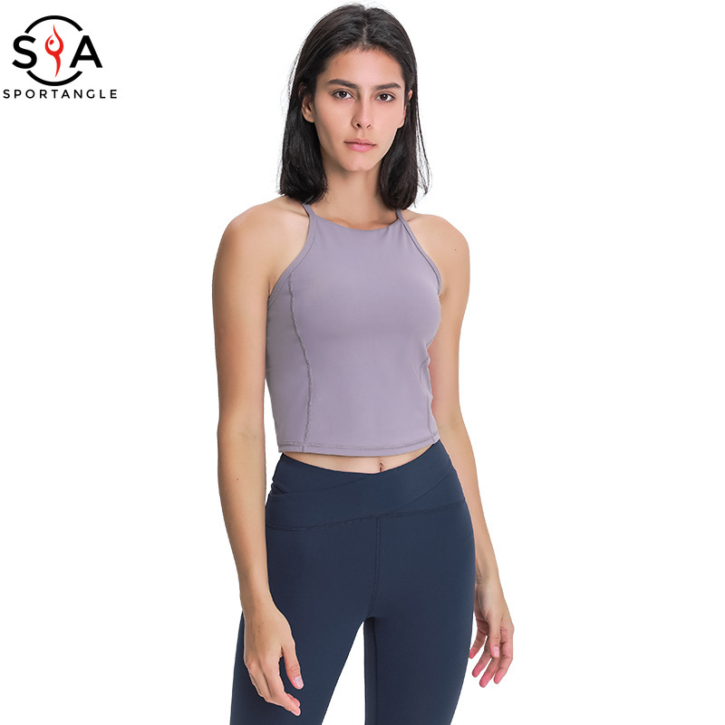 【Sportsangel】sports bra with pad yoga top fashion back sports vest removable chest pad breathable vest