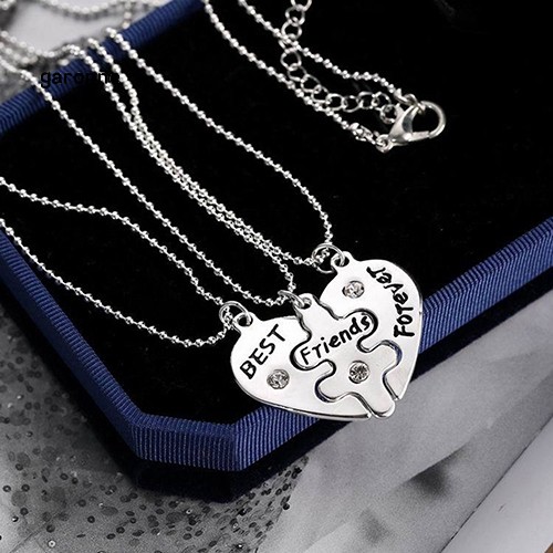 Set 3 Dây Chuyền Tình Bạn Mặt Nửa Trái Tim Khắc Chữ Best Friend Forever