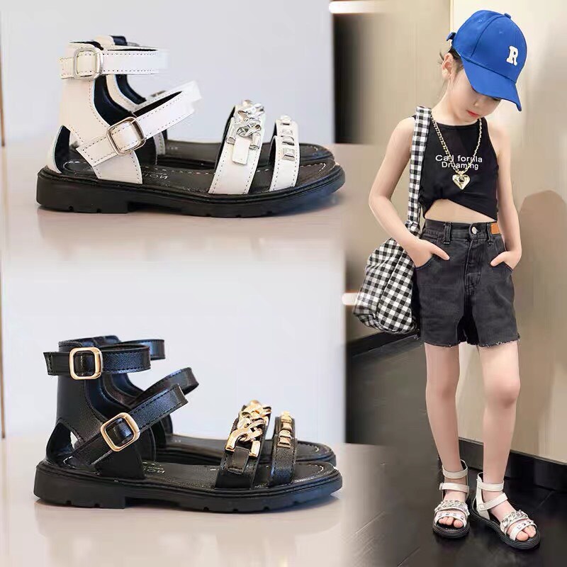 Sandal chiến binh 2 quai trên thiết kế dây xích trên quai cá tính cho bé gái SL189