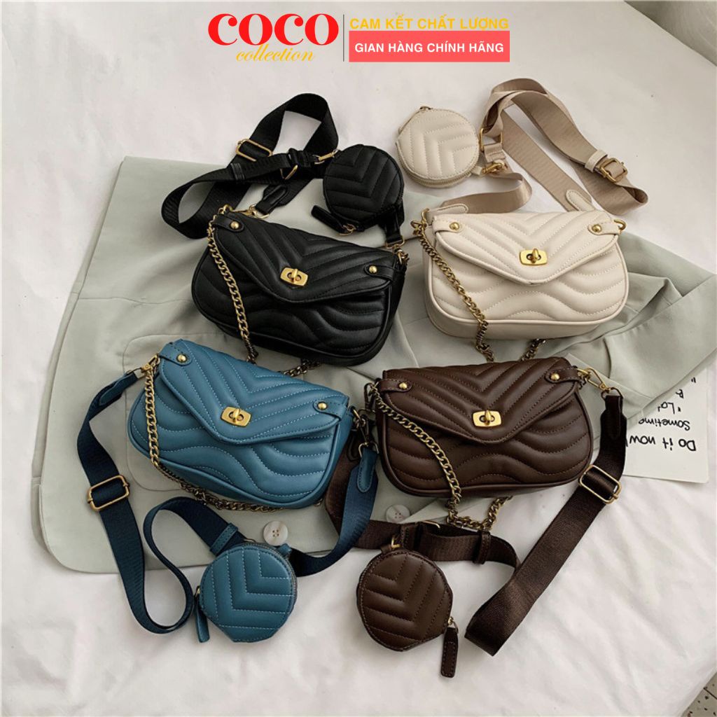 Túi xách nữ trần trám kèm ví nhỏ dây đeo bảng to hàng QC thời trang cao cấp đi chơi, túi đeo chéo nữ TX040429 Coco Store