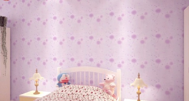 10m Giấy dán tường (decal cuộn) cẩm tú cầu tím có keo sẵn bóc dán đơn giản