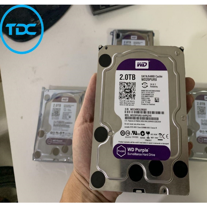 Ổ cứng HDD 2000G(2TB) Western Purple ( Tím ) , Chuyên dùng cho camera , lưu trữ dữ liệu - Bảo hành 24 tháng