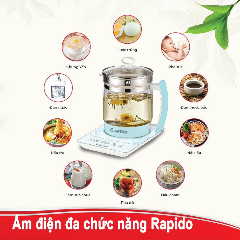 Ấm điện đa năng Rapido với 10 chức năng nấu chậm, hầm, chưng kết hợp
