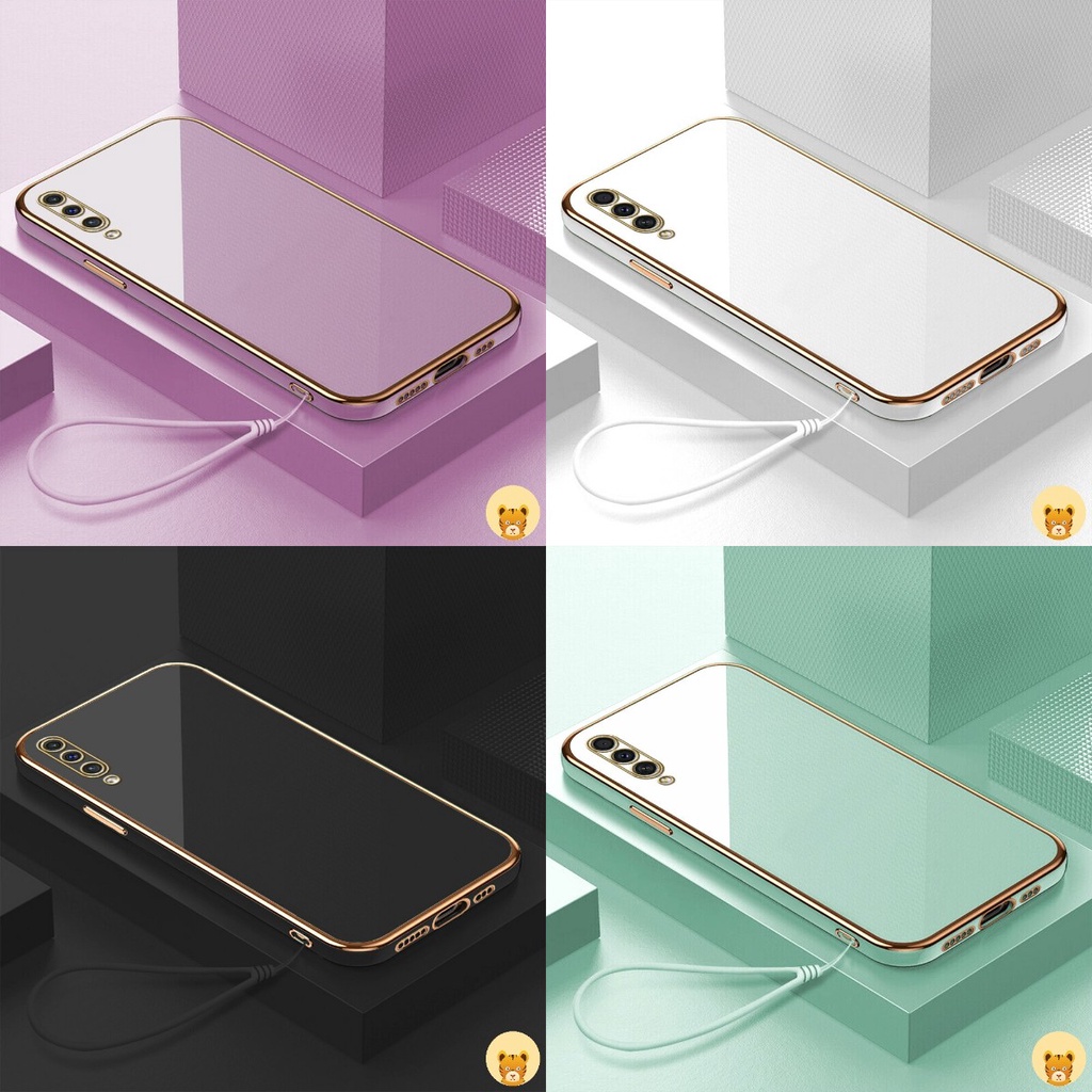 Ốp Điện Thoại Mềm Mạ Viền Họa Tiết Sang Trọng Kèm Dây Đeo Cho Samsung A50 A50S A30S