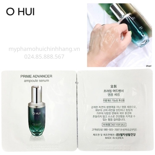 Gói Tinh chất căng bóng, chống lão hoá sáng da Ohui Prime Advancer Ampoule Serum sample chính hãng