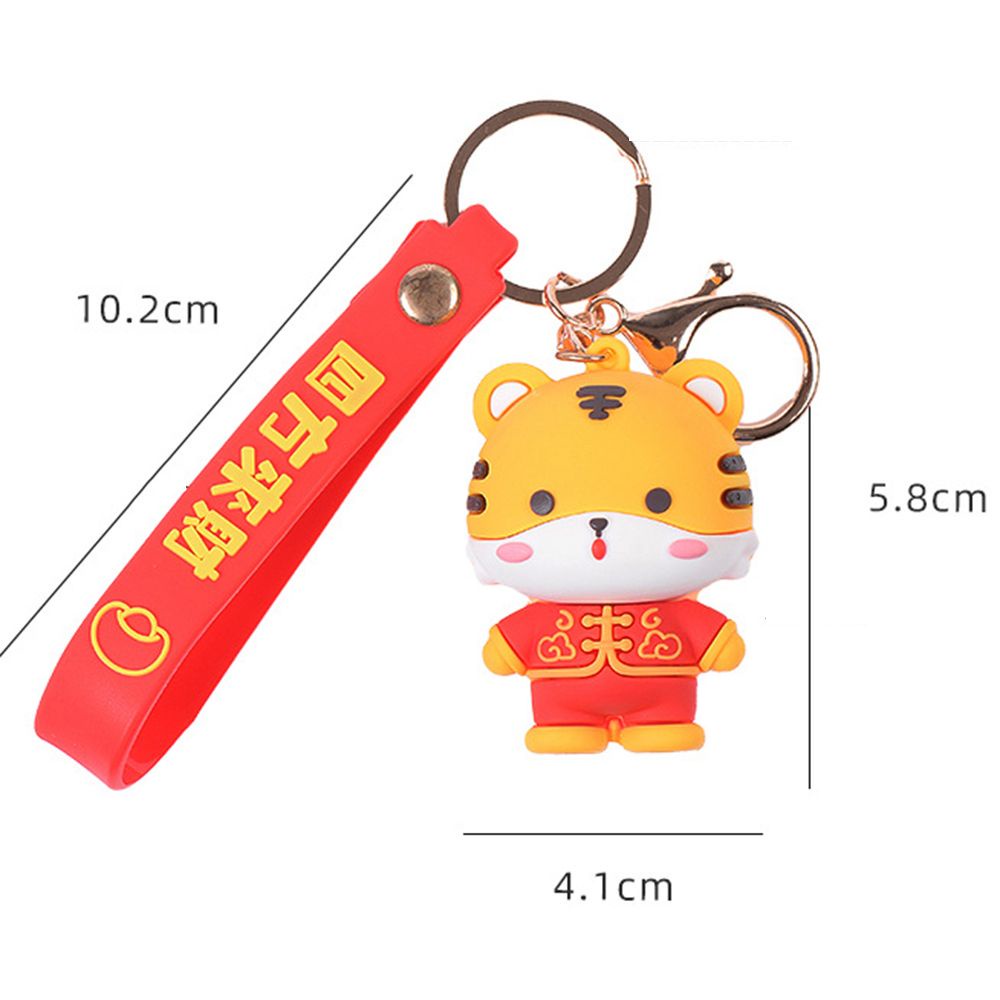 Móc khóa hình con hổ năm mới bằng PVC phong cách Trung Hoa&lt;br&gt;