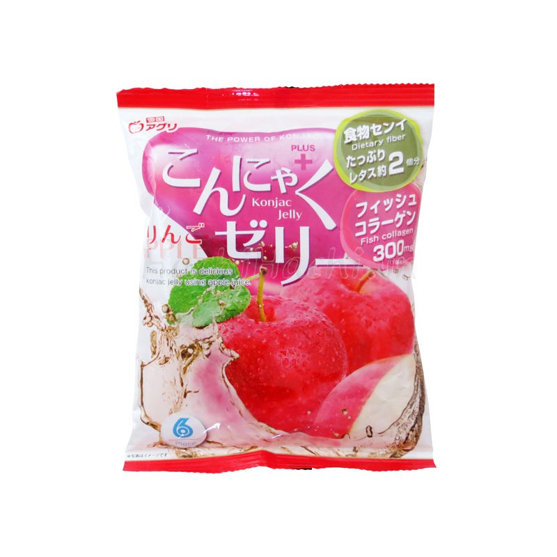 THẠCH RAU CÂU KONNYAKU VỊ TÁO 108G (6 GÓI X 18G) BỔ SUNG CHẤT XƠ & COLLAGEN - Hachi Hachi Japan Shop