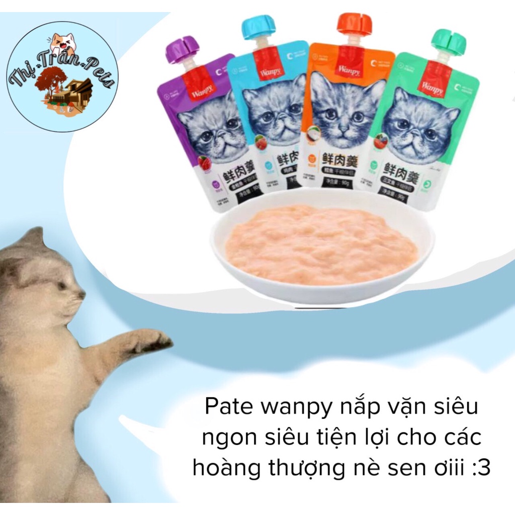 Pate súp thưởng WANPY 💕 FREESHIP💕 tuýp nắp vặn 4 mùi vị cho mèo 90G